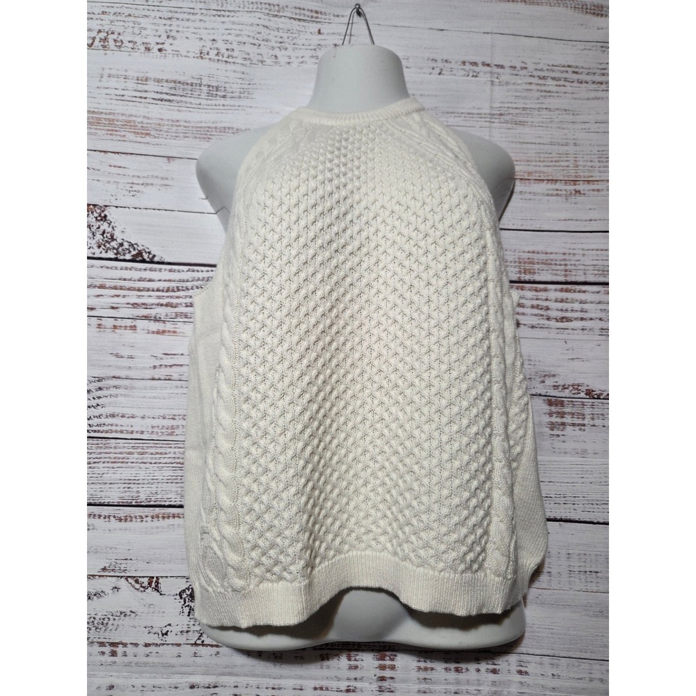 A New Day Cream Cable Knit Halter Neck Sweater Tank Top Plus Size 1X Cream